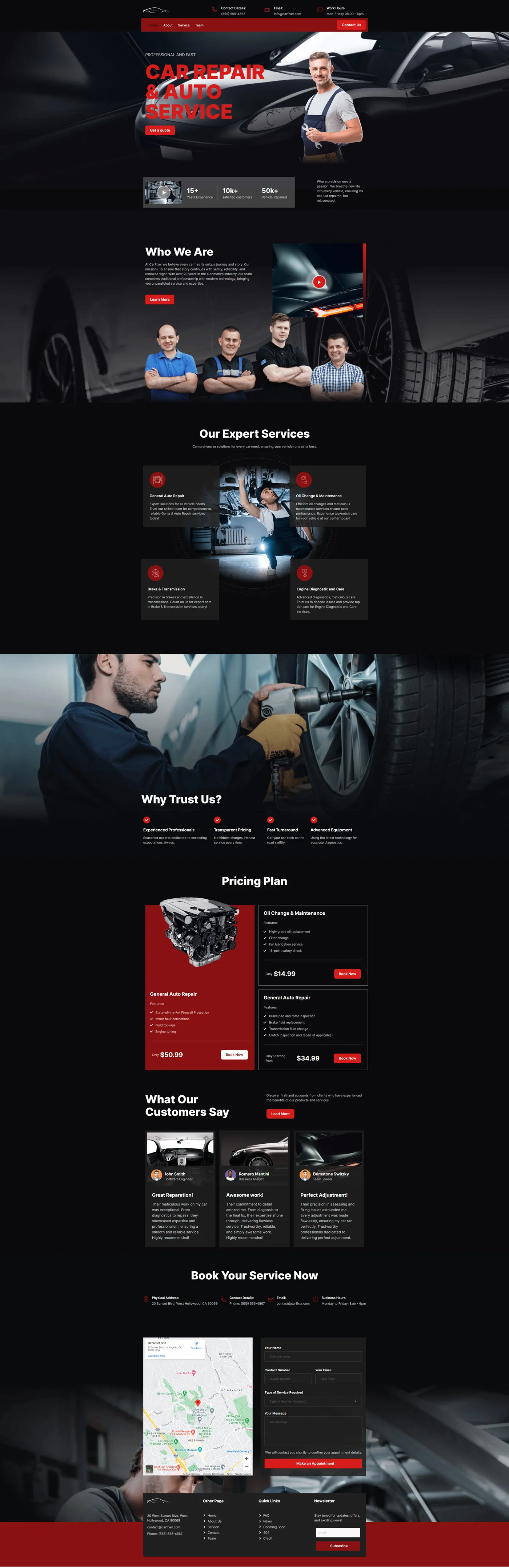 Auto Services website design sample
