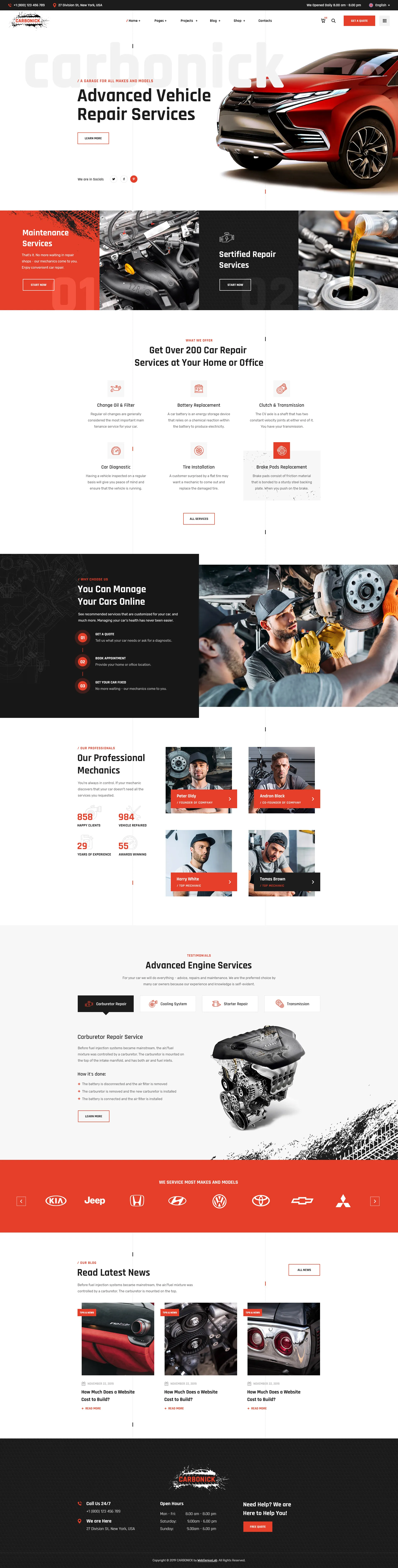 Auto Services website design sample
