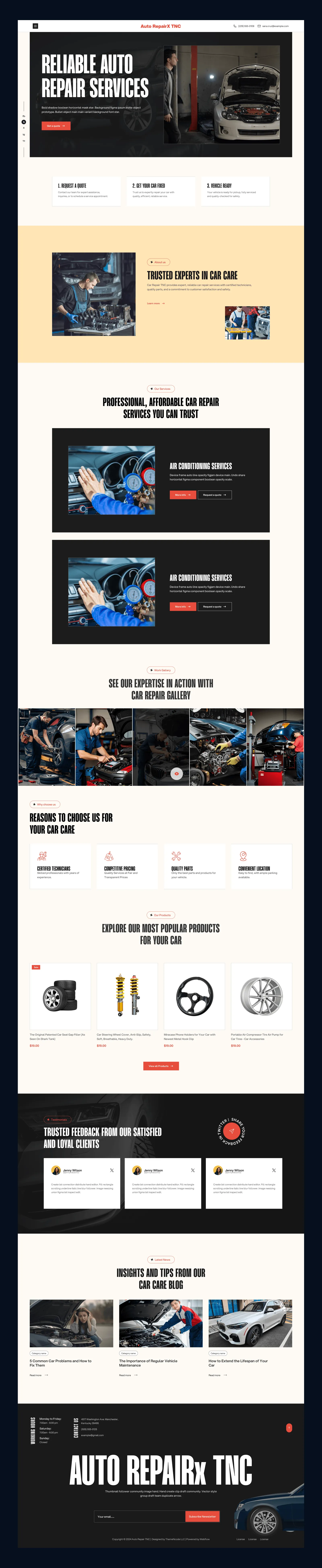 Auto Services website design sample