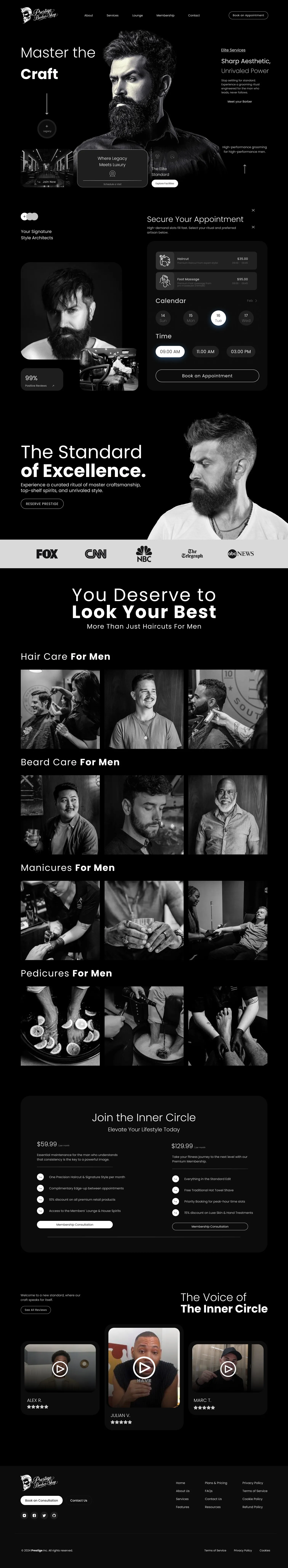 Barbers website design sample