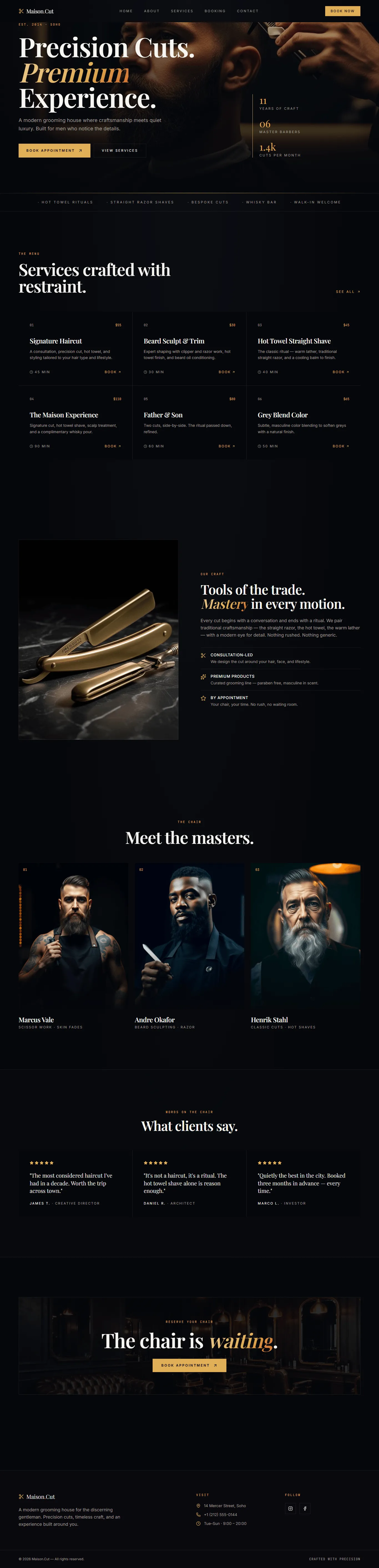 Barbers website design sample